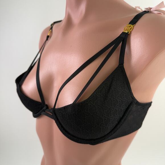 Victoria's Secret Very Sexy Open Cup Unlined Low Cut Black Demi Bra  Size M - Picture 4 of 10